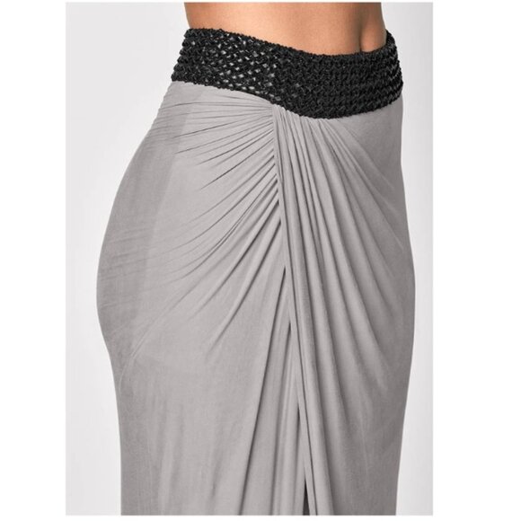 Venus Maxi Skirt With Faux Leather Waistband - Picture 3 of 6